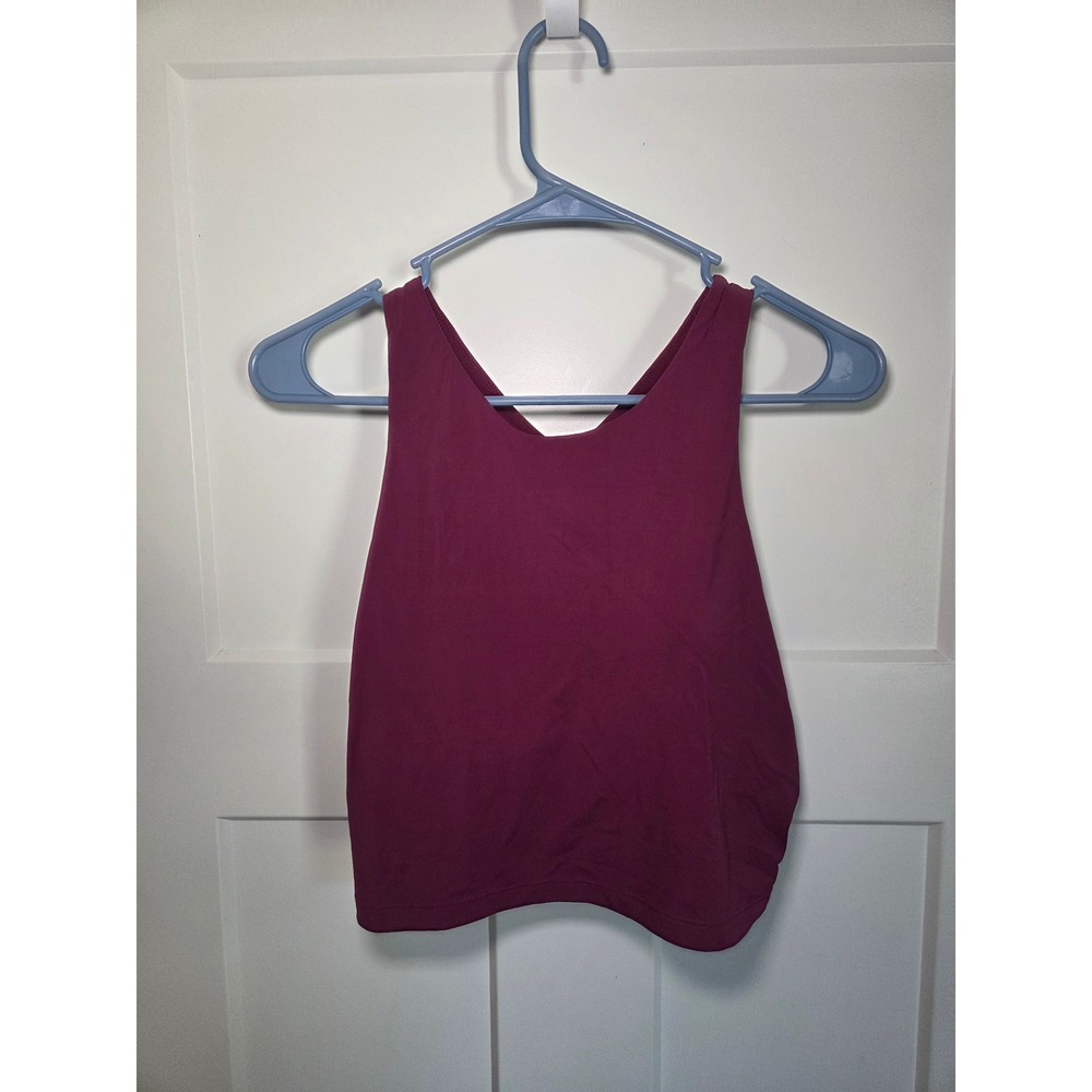 Crz Yoga Racerback Crop Top with Built-in Shelf Bra Berry Wine